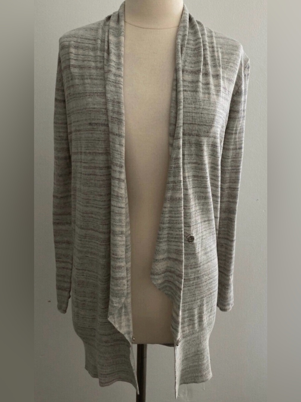 Calvin Klein Gray Striped Light Snap Cardigan Sweater Size Small